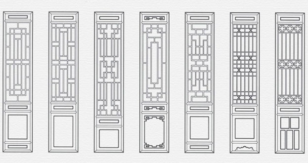 黄石港常用中式仿古花窗图案隔断设计图