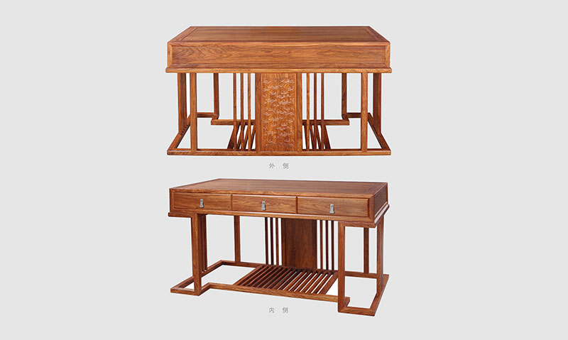 黄石港 别墅中式家居书房装修实木书桌效果图